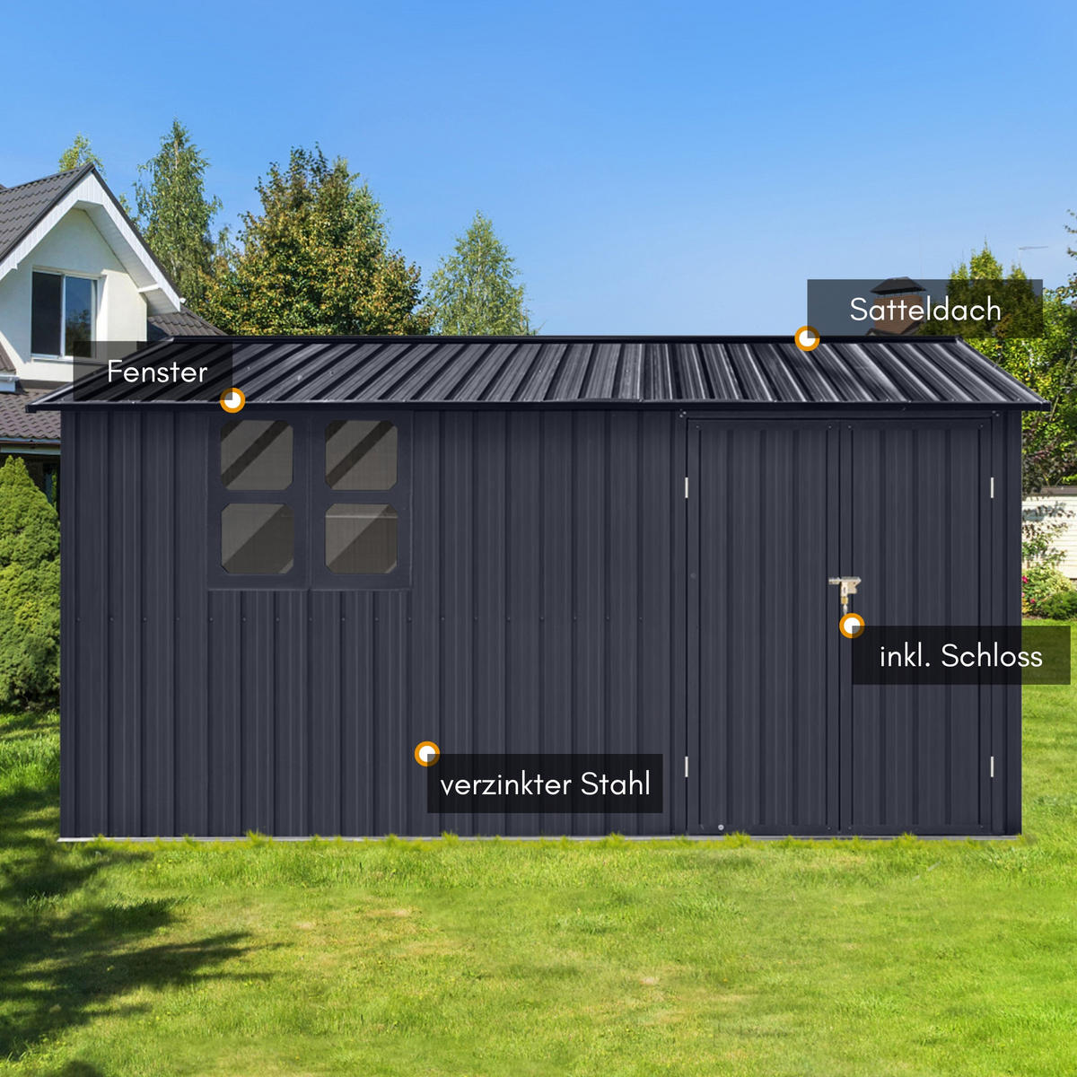 GERÄTEHAUS XXXL - Anthrazit, Metall (392/201/308cm) - Albatros