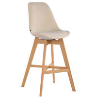 BARHOCKER Canada, Gestell natura, Samt Creme - Creme/Naturfarben, Holz/Textil (48/100/56cm) - TPFLiving