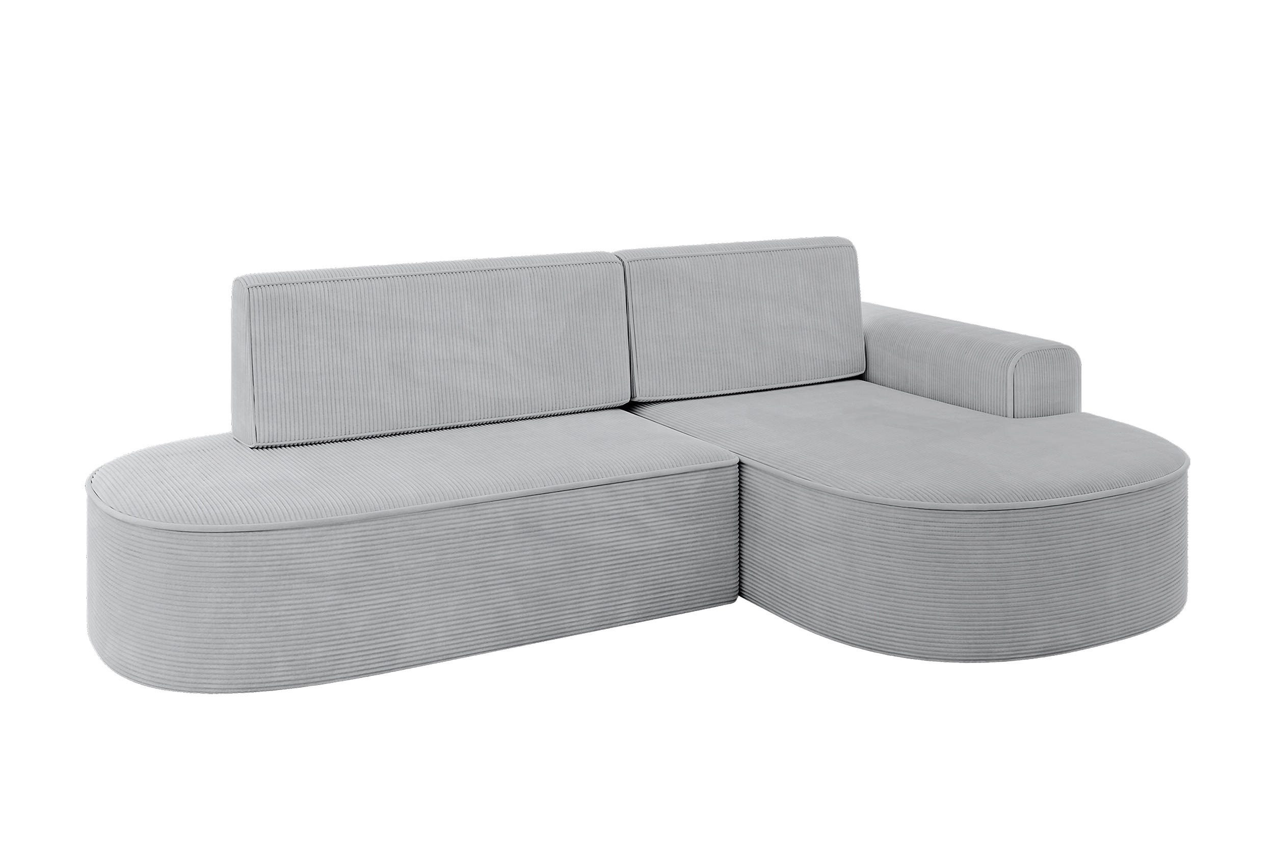 ECKSOFA mit Schlaffunktion und Bettkasten Ottomane Rechts MARI-L1-S - 283x167x85 cm Grau Cord - Graphitfarben/Schwarz, Holzwerkstoff/Kunststoff (167/283cm) - ALTDECOR