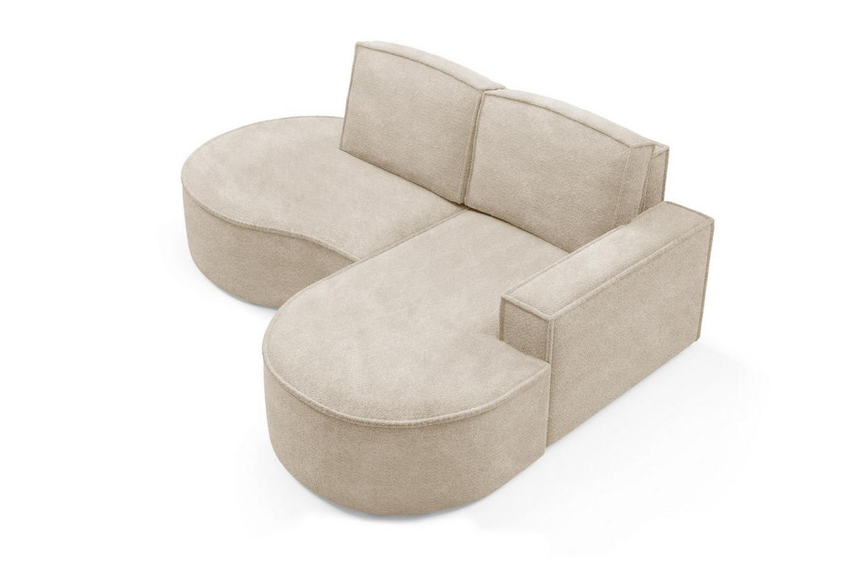 ECKSOFA Flow Beige, mit Kissen in Abriamo Stoff, rechte seite - Beige, Holzwerkstoff/Textil (210/157cm) - Bettso
