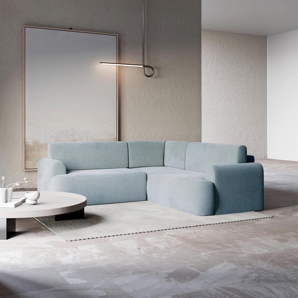 ROHOVÁ pohovka Kaveo, 245 cm univerzální s rohovým dílem - černá/světle modrá, textil/plast (245/245cm) - Selsey
