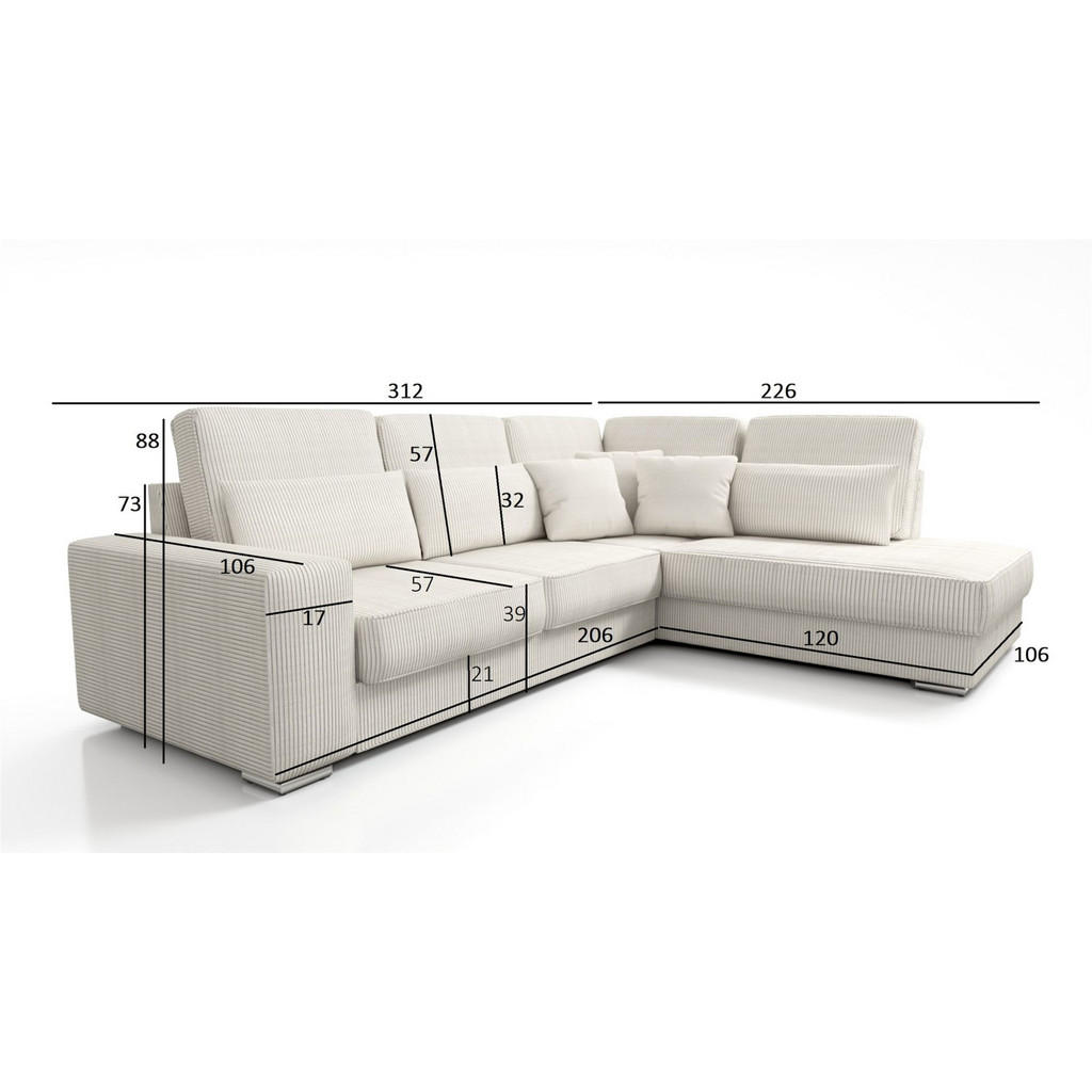 Thumbnail - Fun Möbel Ecksofa, Dunkelgrau, Textil, Ottomane links, 312x226 cm, Wohnzimmer, Sofas & Couches, Wohnlandschaften, Ecksof...