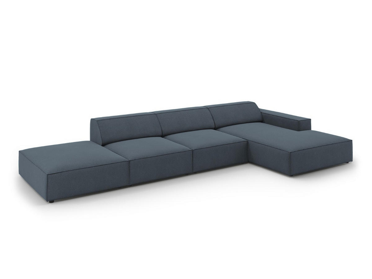 ECKSOFA rechts Jodie aus strukturiertem Stoff blau 5 Sitzplätze - Blau, Textil (166/341cm) - Micadoni