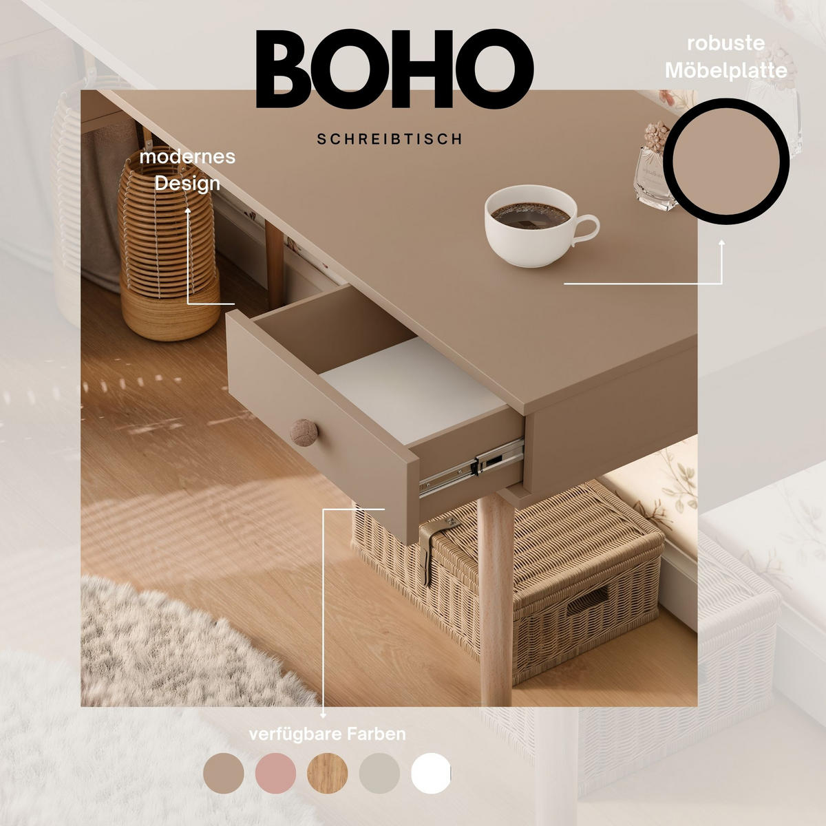 SCHREIBTISCH VALERIO 135/55/79 cm, Macchiato - Cappuccino, Naturmaterialien/Holzwerkstoff (55/135/79cm) - Idohome