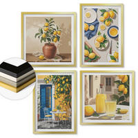 WANDBILDER 4er Set - 50x50 cm & 40x60 cm Goldrahmen - Zitronengarten mit Getränken - Goldfarben, Kunststoff (50/50cm) - ArtPrintCave
