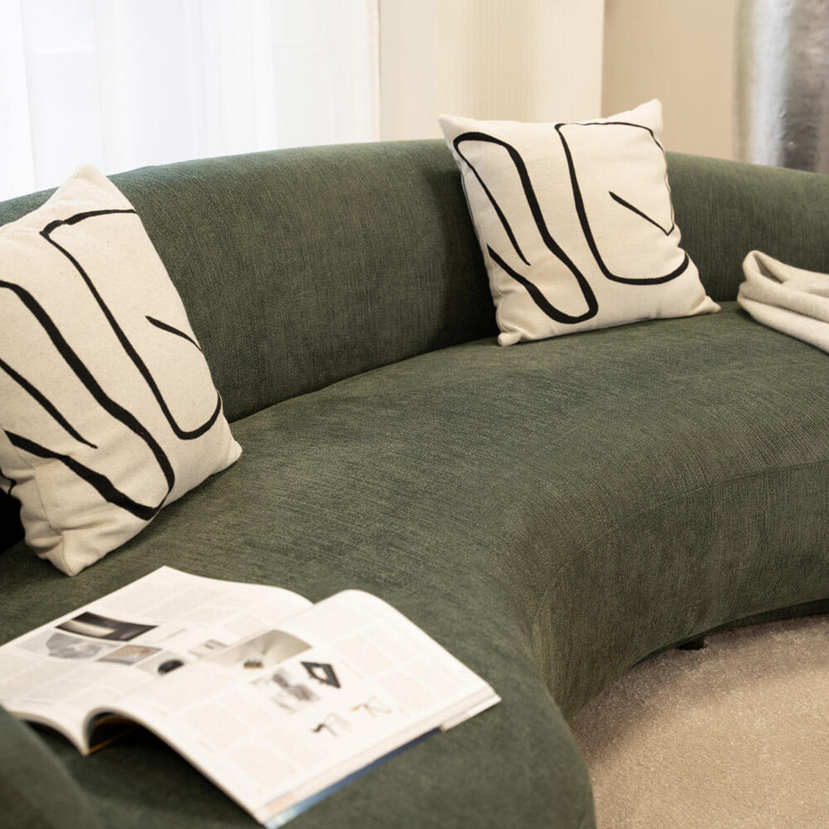 LOUNGE SET CASARA - Webstoff Dunkelgrün - Dunkelgrün, Kunststoff (258/72/128cm) - Home Deluxe