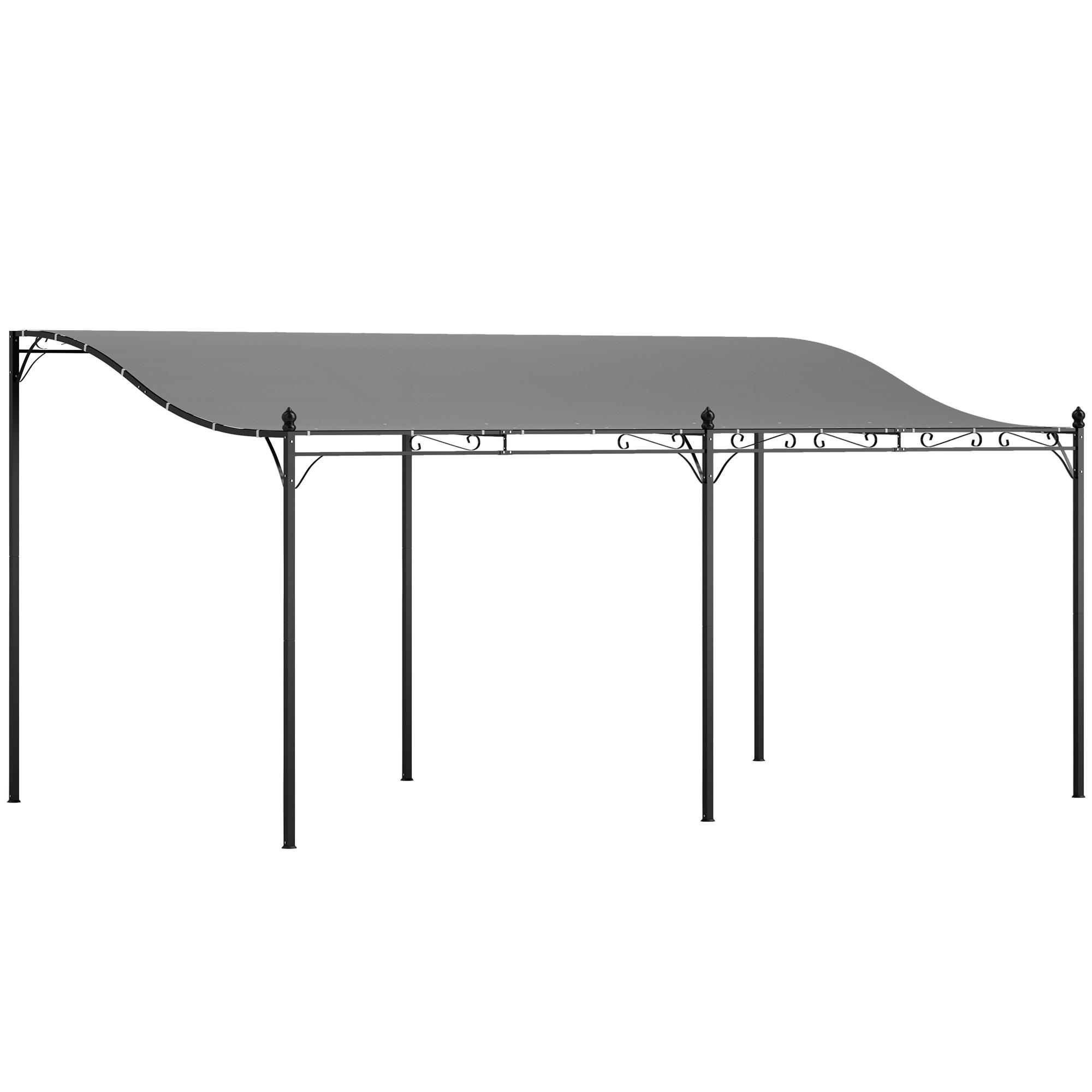 ANBAUPAVILLON mit Dach - Dunkelgrau, Metall (298/253/491cm) - Outsunny