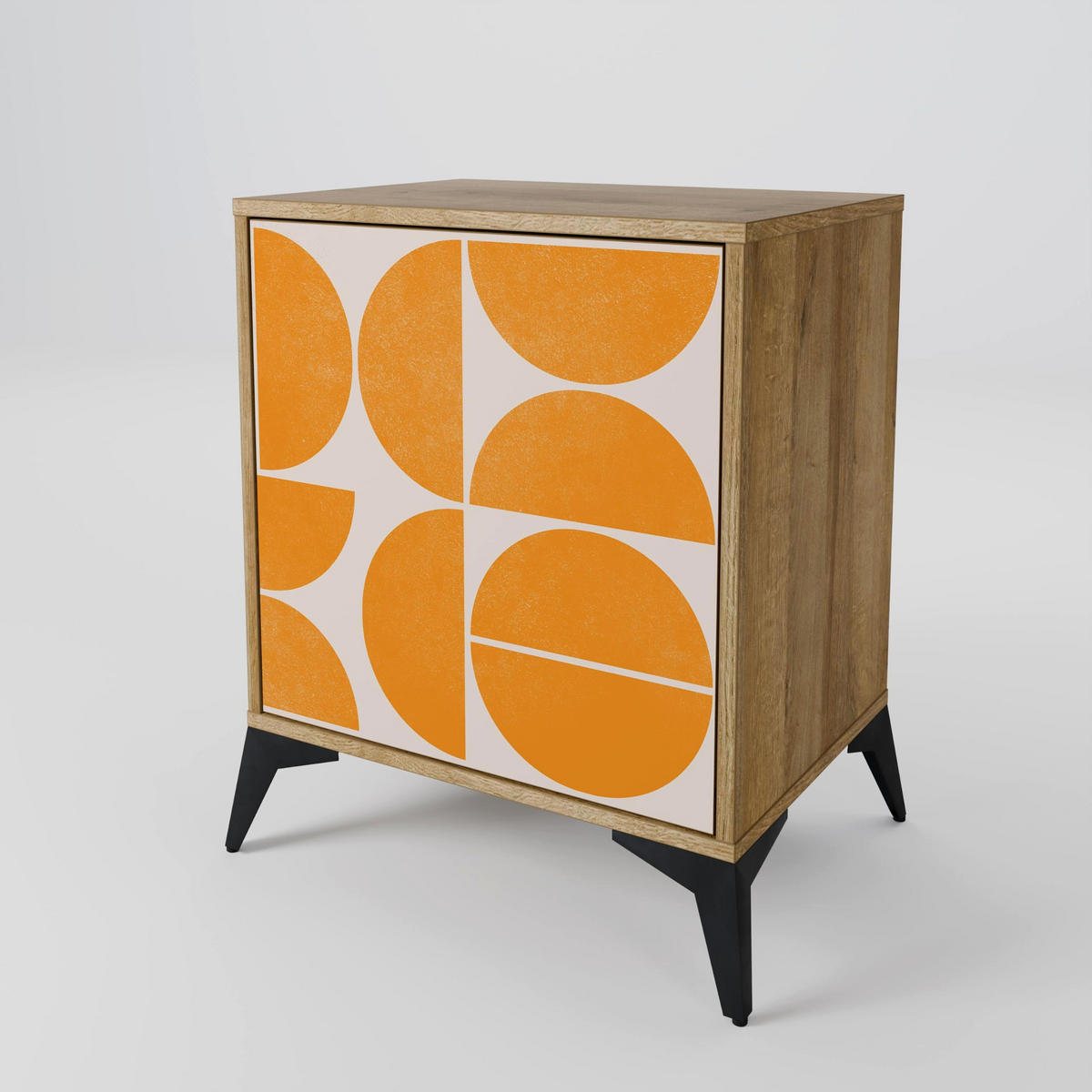 SIDEBOARD RECURRING DREAMS, Eichefarben, 57,5x42x72,5 cm, Schwarze Metallfüße - Eichefarben/Multicolor, Holzwerkstoff/Metall (57.5/72.5/42cm) - SpaceRebels