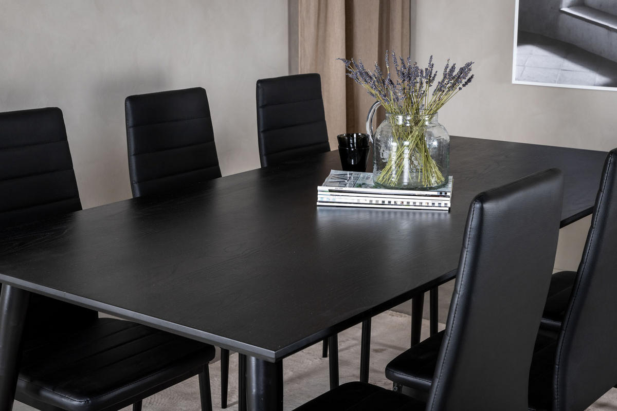 TISCHGRUPPE Schwarz - Schwarz, Holzwerkstoff (90/75/180cm) - ebuy24