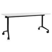 PSACÍ STŮL Skládací Bílý 160/60 cm s kolečky Cavi - bílá/černá, kompozitní dřevo (60/160/75cm) - Beliani