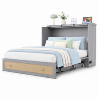 SCHRANKBETT 140/200 mit Schubladen, USB und Regal in Grau - Grau, Holzwerkstoff (140/200cm) - EVRYAE