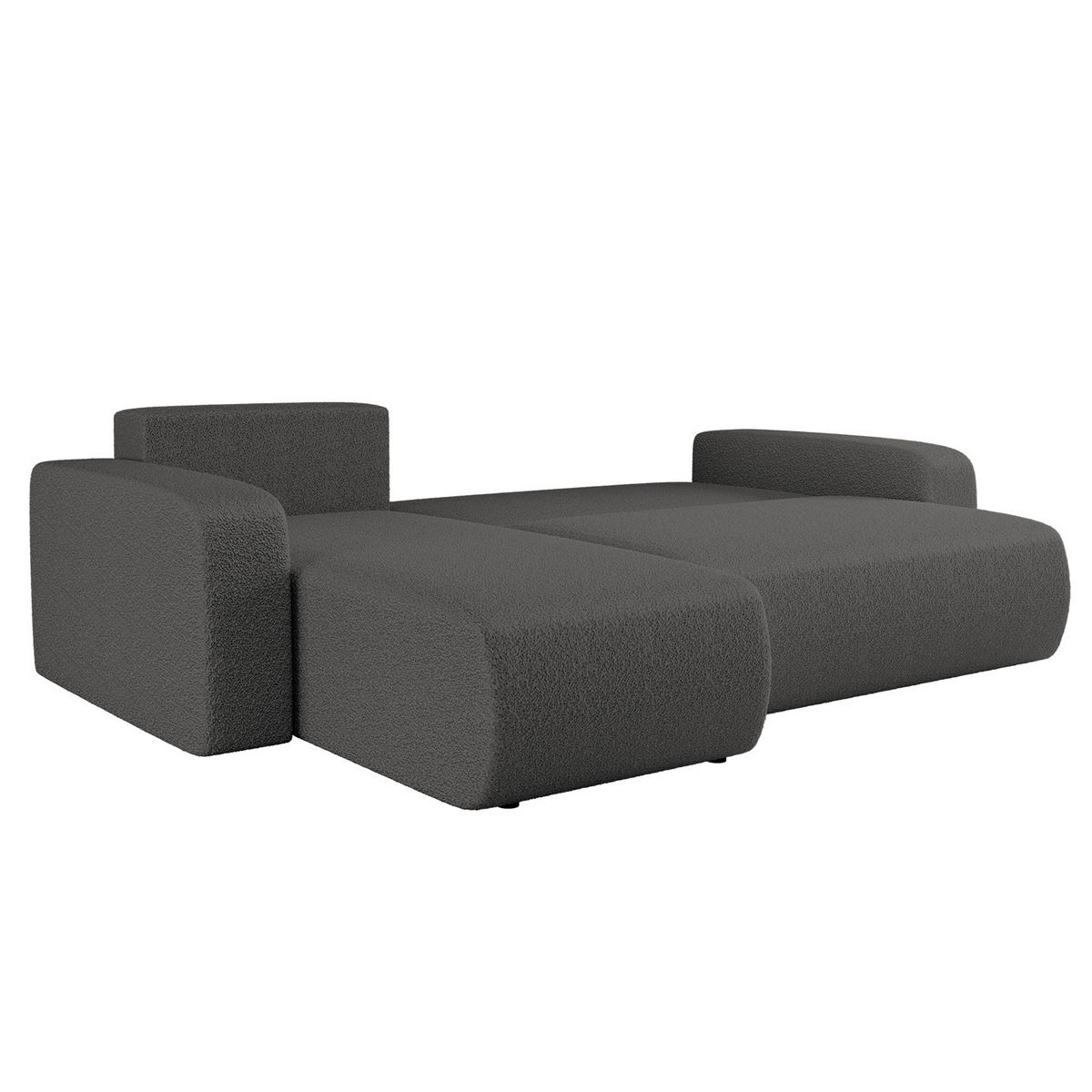 ECKSOFA L-FORM Schlaffunktion Und Bettkasten Eckcouch MILANO L Stoff Quelle Graphit Links - Graphitfarben, Holz/Textil (142/244cm) - Kaiser Möbel