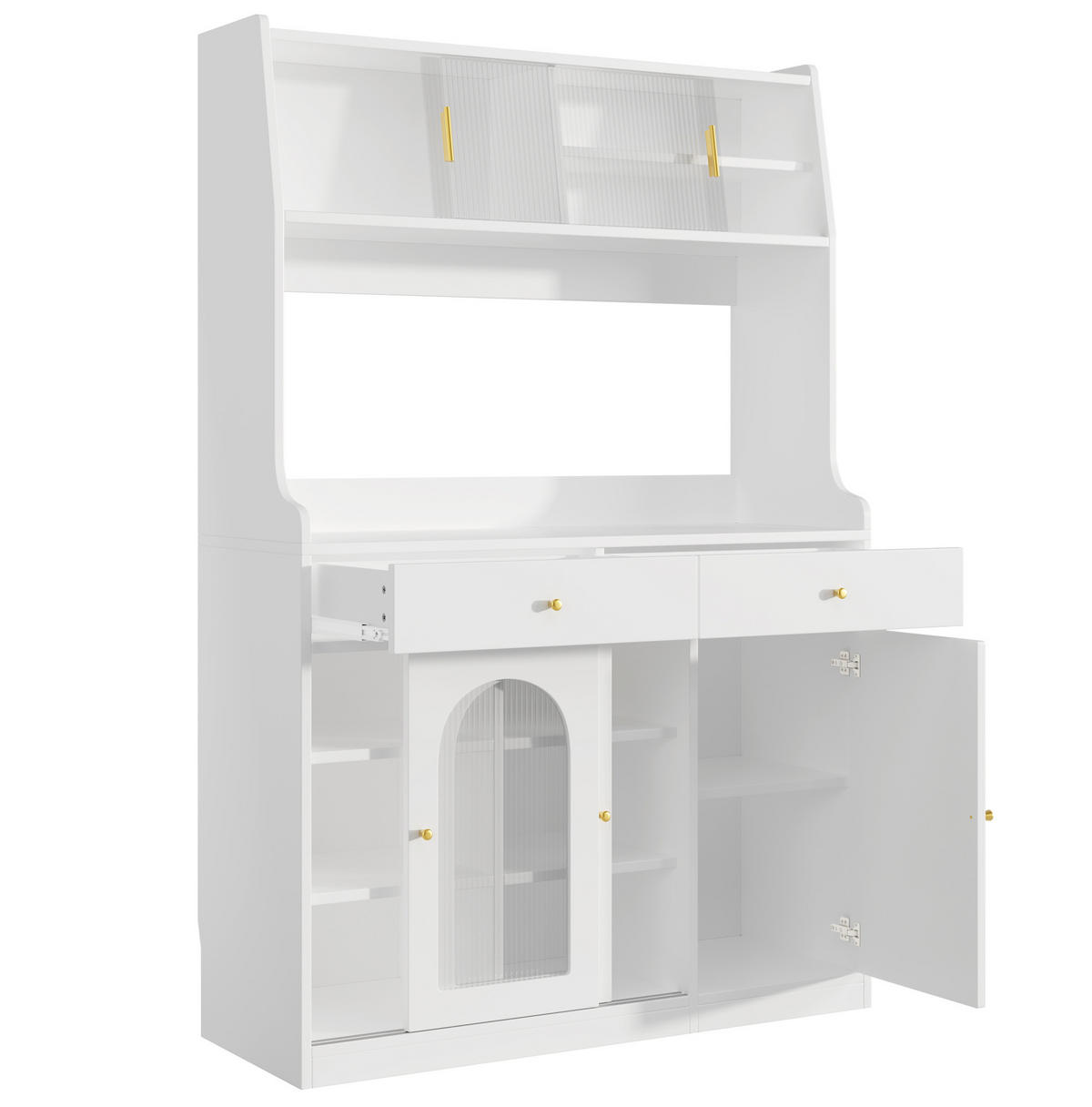 HOCHSCHRANK mit LED und 2 Schubladen 120 x 40 x 180 cm Weiß - Weiß, Holzwerkstoff (40/180/120cm) - Meubliv