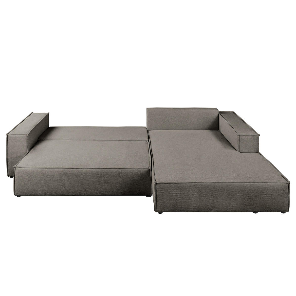 ECKSOFA mit Schlaffunktion - Longchair - Schwarz/Grau, Kunststoff/Textil (294/185cm) - home24