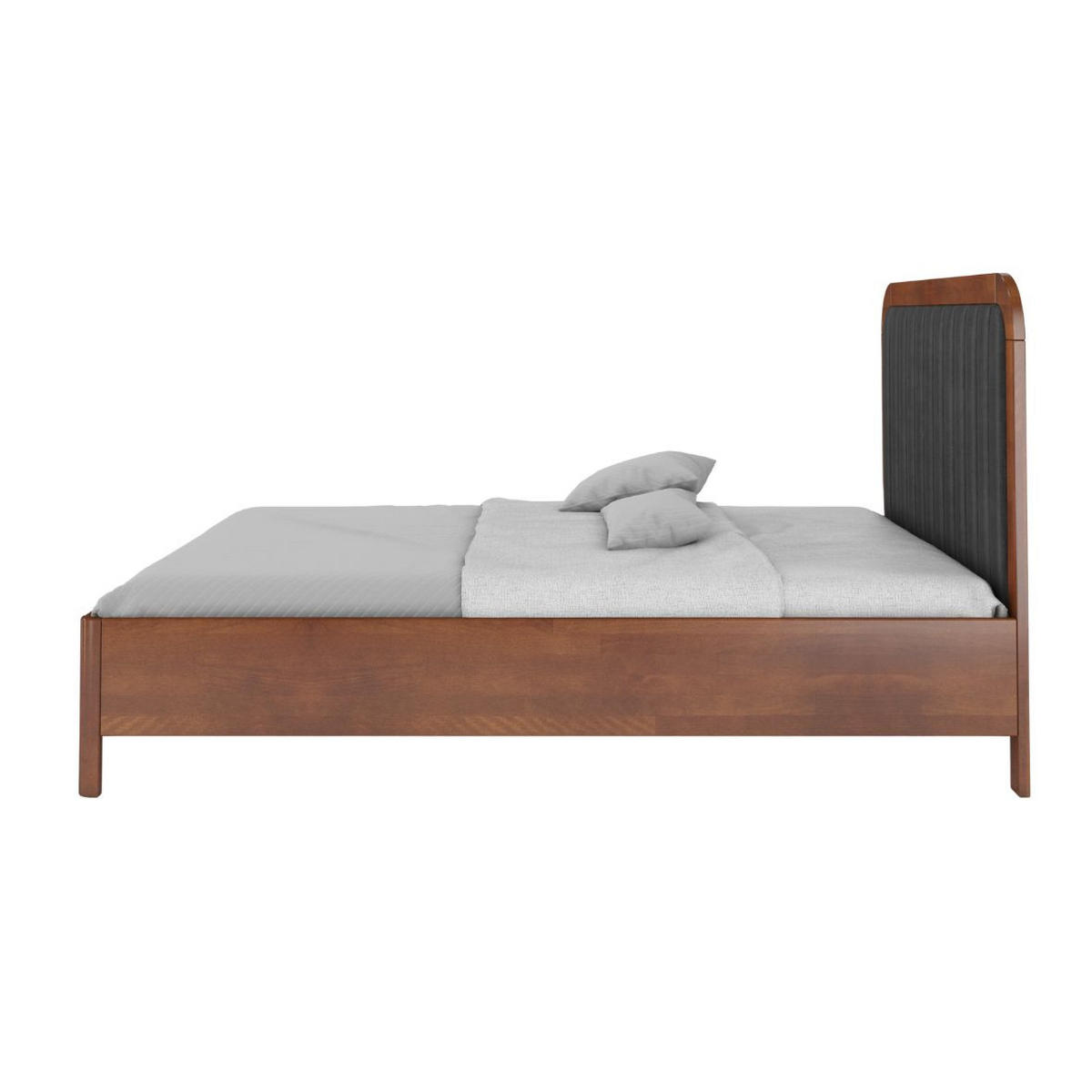 MASSIVHOLZBETT Modena mit Lattenrost und Bettkasten, Buche - lackiert, Nussbaumfarbe/Schwarz, 160x200 - Walnussfarben/Schwarz, Holz/Buchenholz (160/200cm) - Visby