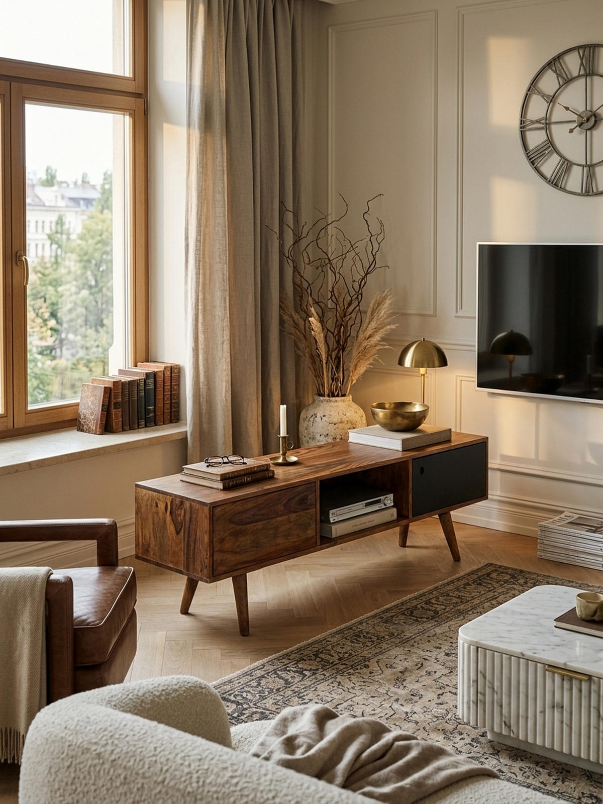 TV-LOWBOARD Massivholz, rustikaler Landhausstil, einzigartige Maserung, Schwarz 140x35x45 cm - Dunkelbraun/Schwarz, Holz (140/45/35cm) - KADIMA DESIGN