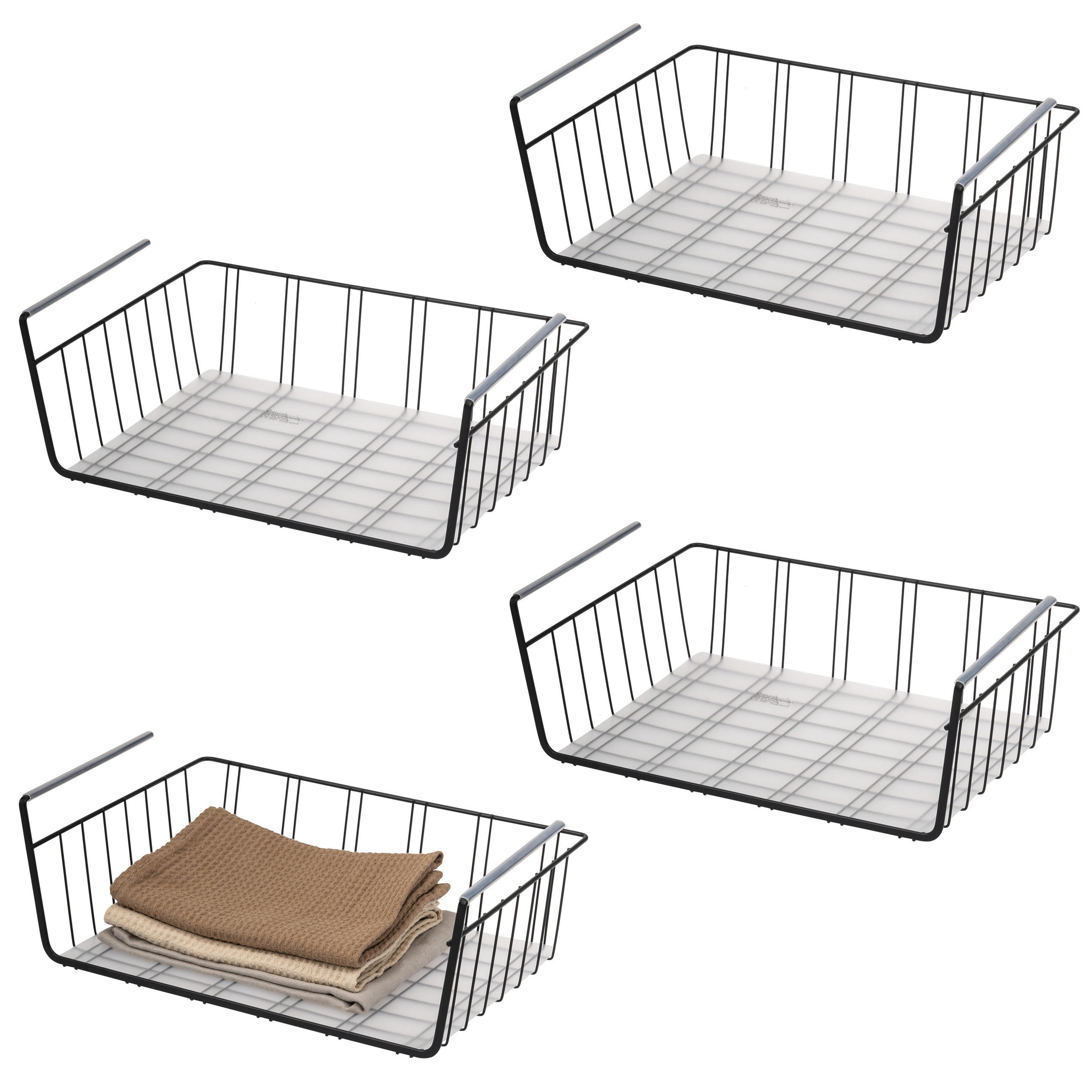 SCHRANKKÖRBE 4er-Set, schwarz - Schwarz, Metall (41/14/26cm) - eluno