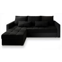 ECKSOFA KOS PIK Schwarz Dünner Stoff mit Schlaffunktion - Schwarz, Holz (220/140cm) - MASSENO