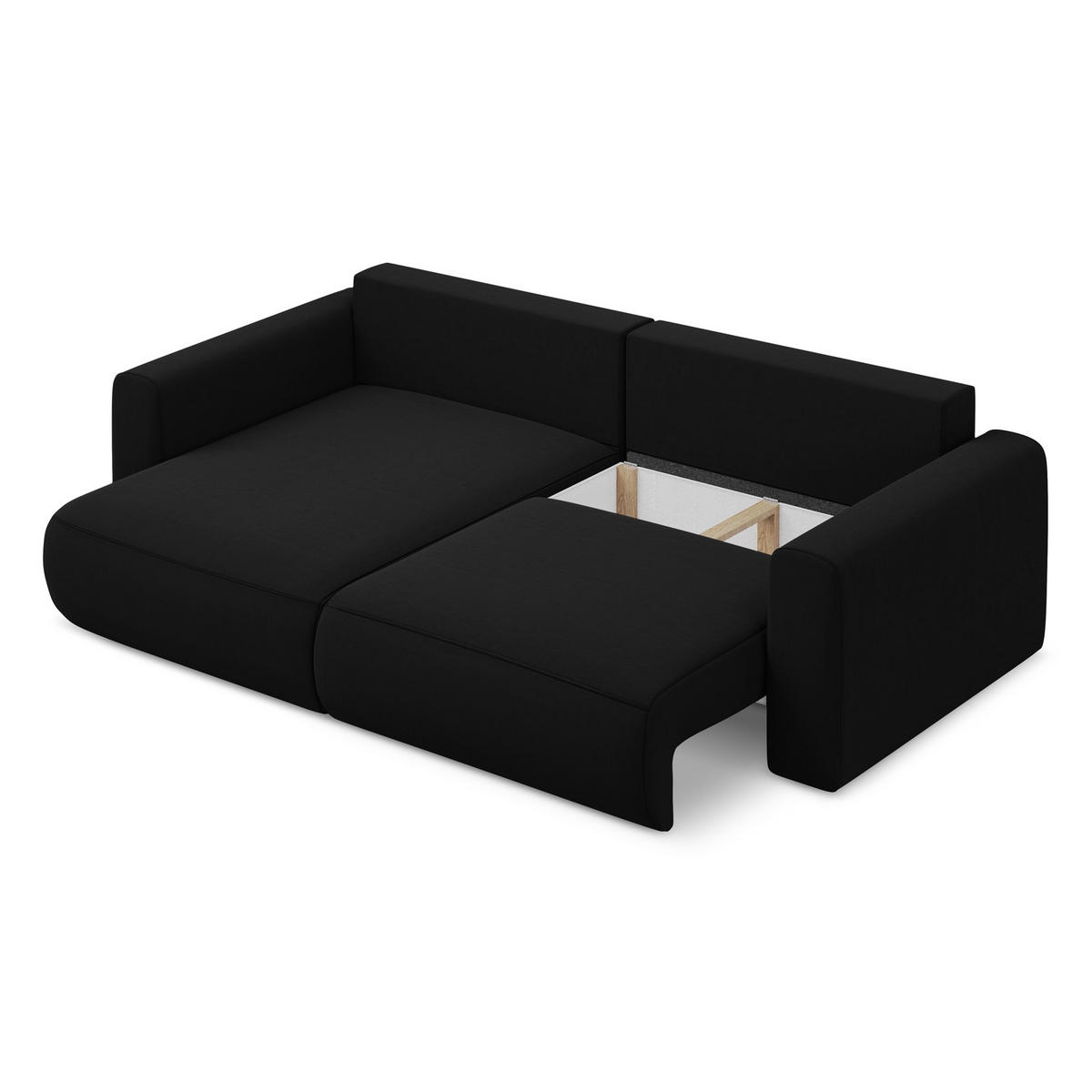 ECKSOFA mit Schlaffunktion Samt Stoff Schwarz - Schwarz, Kunststoff/Textil (149/240cm) - LaMiaSofa