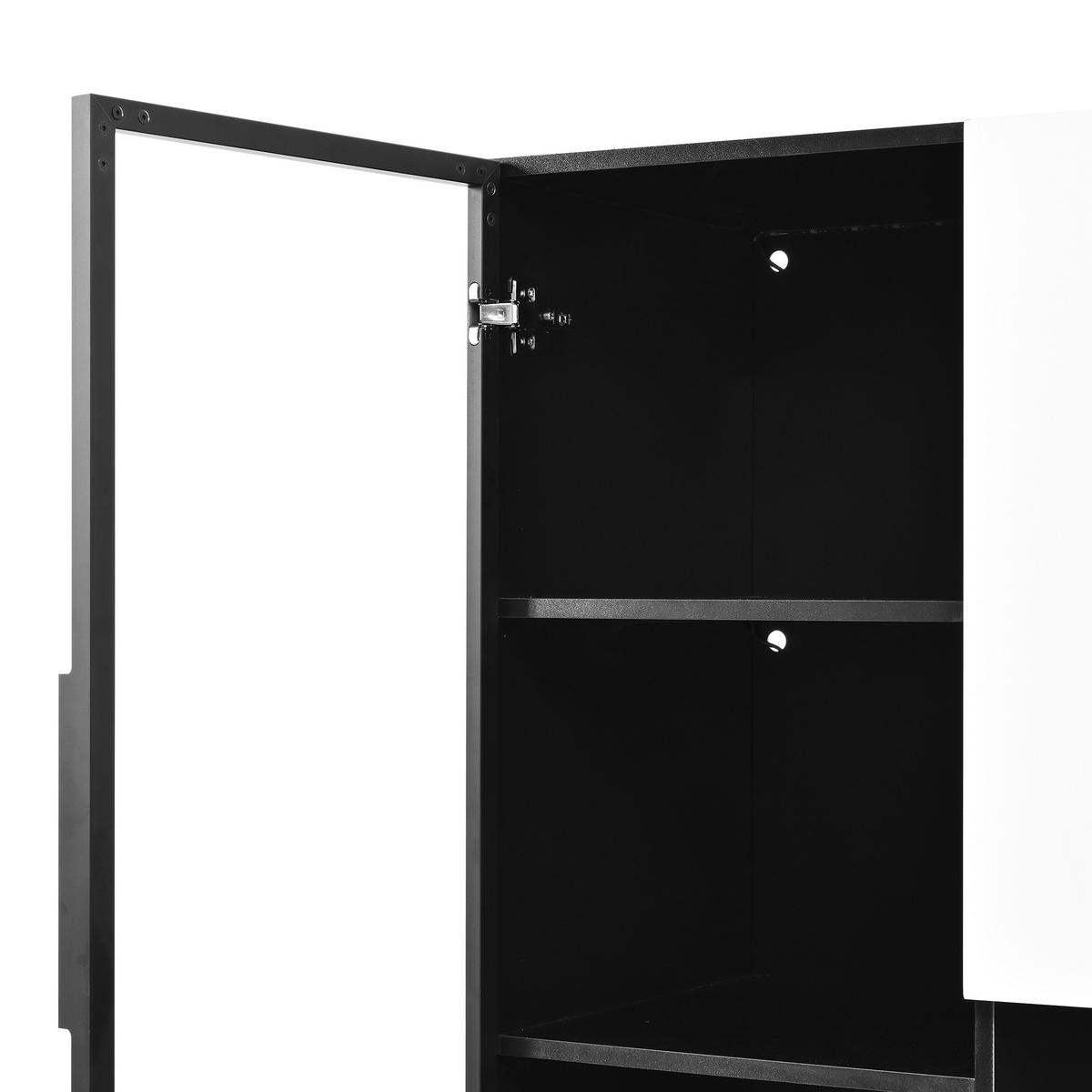 HOCHSCHRANK Vitrine LED Glaselemente Schwarz Weiß MDF - Multicolor, Holzwerkstoff (120/160/40cm) - FLIEKS