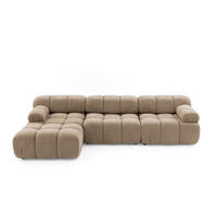 MODULARES Ecksofa MOMENTUM L, Links, Breite 282 cm, strukturierter Stoff, Beige - Chromfarben/Beige, Holz/Textil (282/155cm) - Muffo