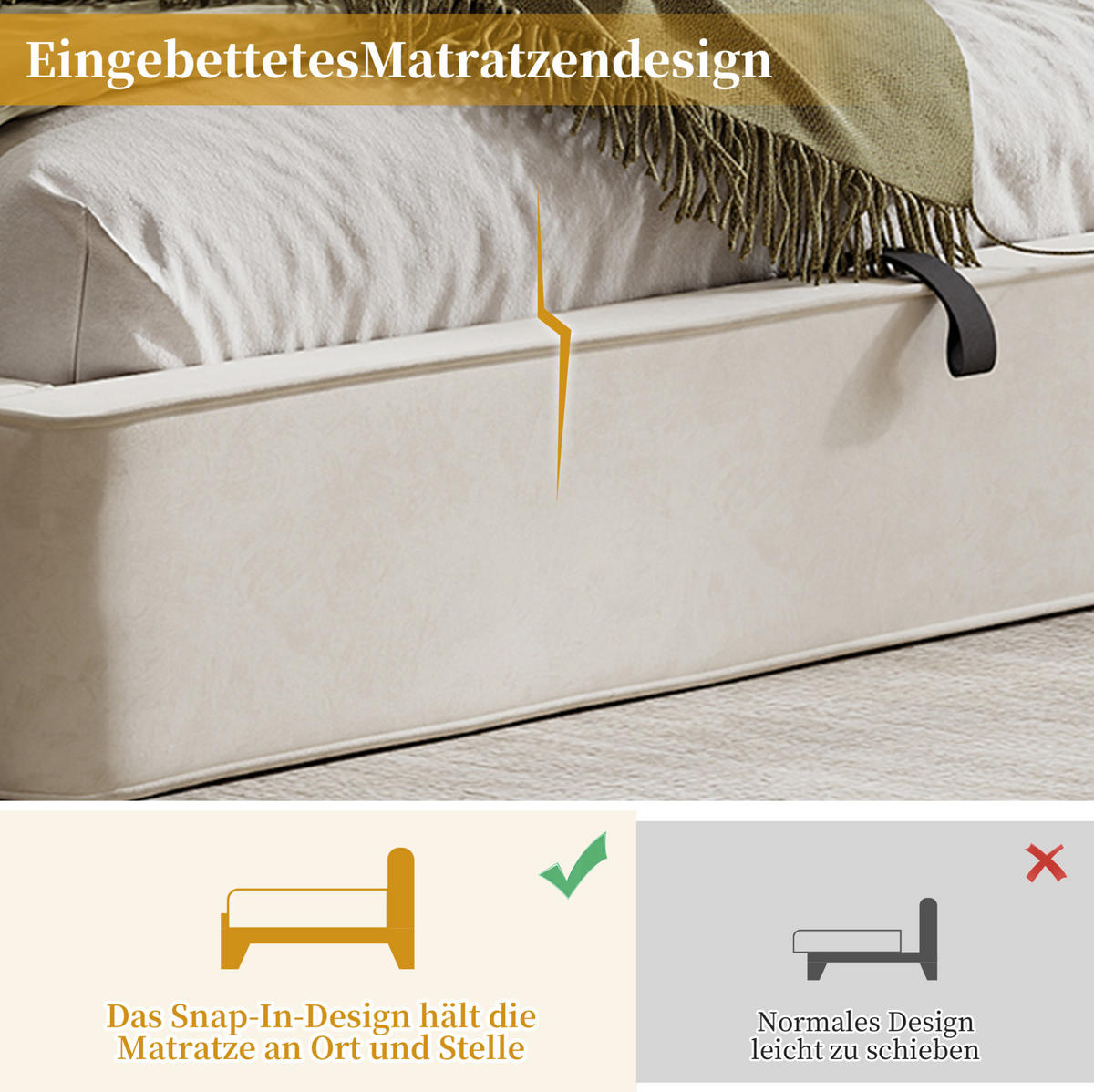 POLSTERBETT 180/200 cm aus Chenille mit hydraulischem Stauraum und Lattenrost Beige - Beige, Textil (180/200cm) - Modenvie