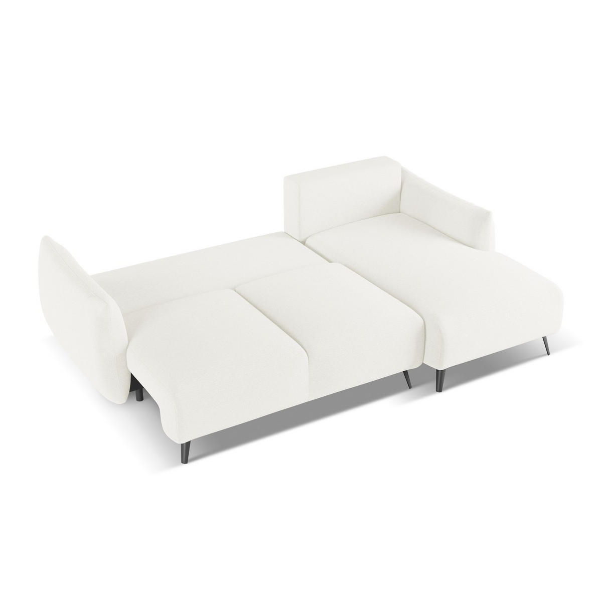 ECKSOFA mit Schlaffunktion Chenille Stoff Weiß - Schwarz/Weiß, Textil/Metall (242/162cm) - LaMiaSofa