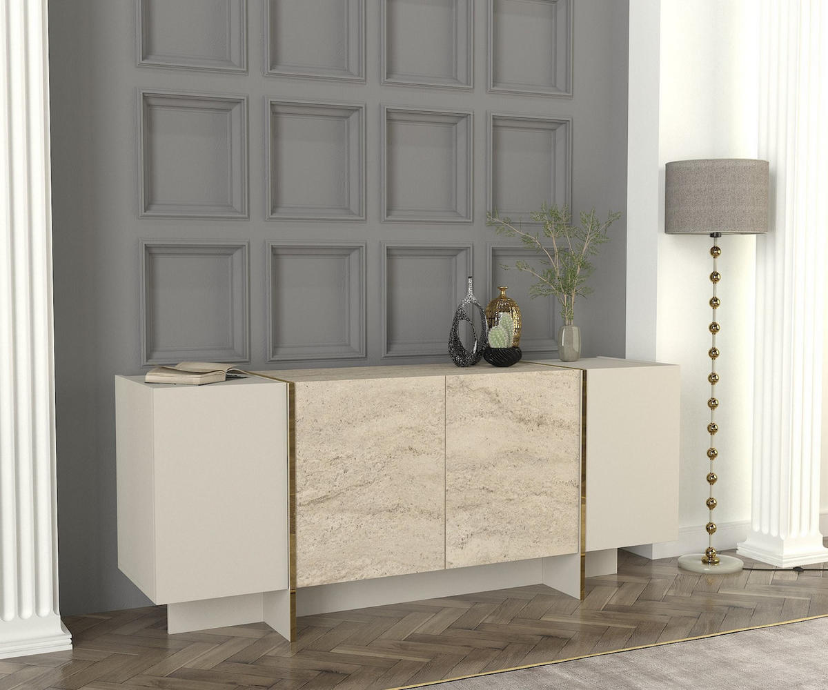 BUFFETSCHRANK veyron beige - Sandfarben/Beige, Holz (180/75/46cm) - Habitat Garten