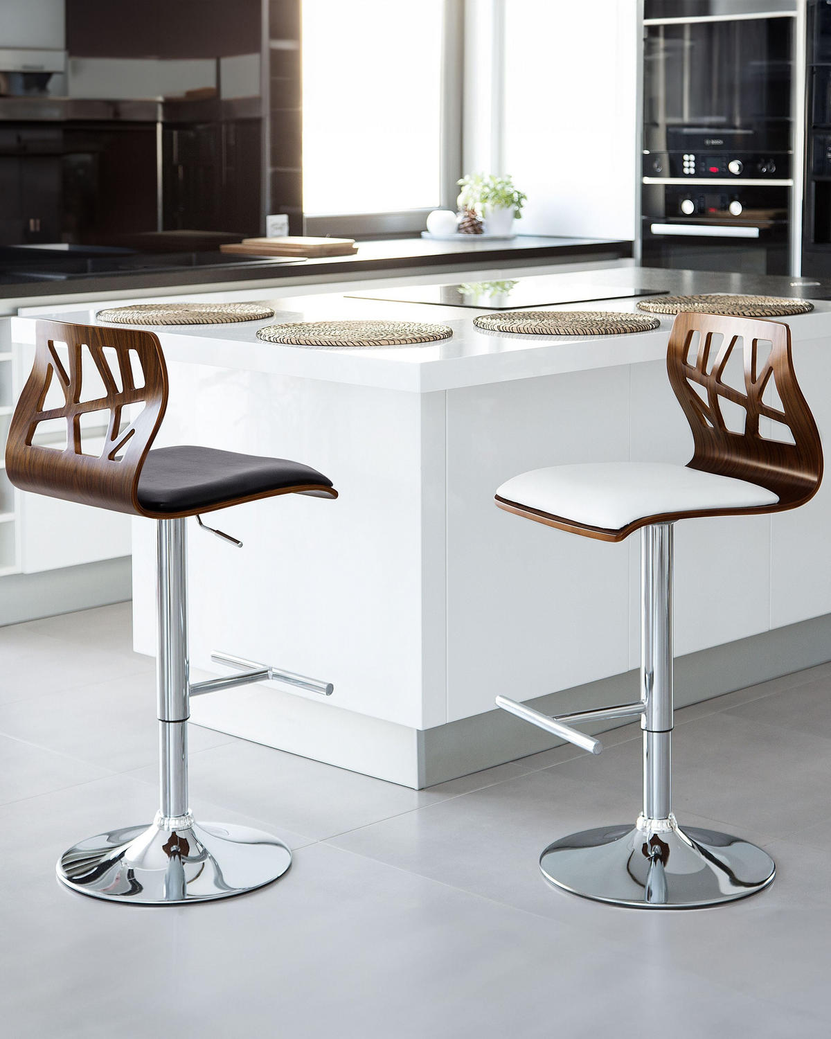 BARHOCKERN 2er-Set Braun Petersburg - Silberfarben/Braun, Kunststoff (42/112/42cm) - Beliani