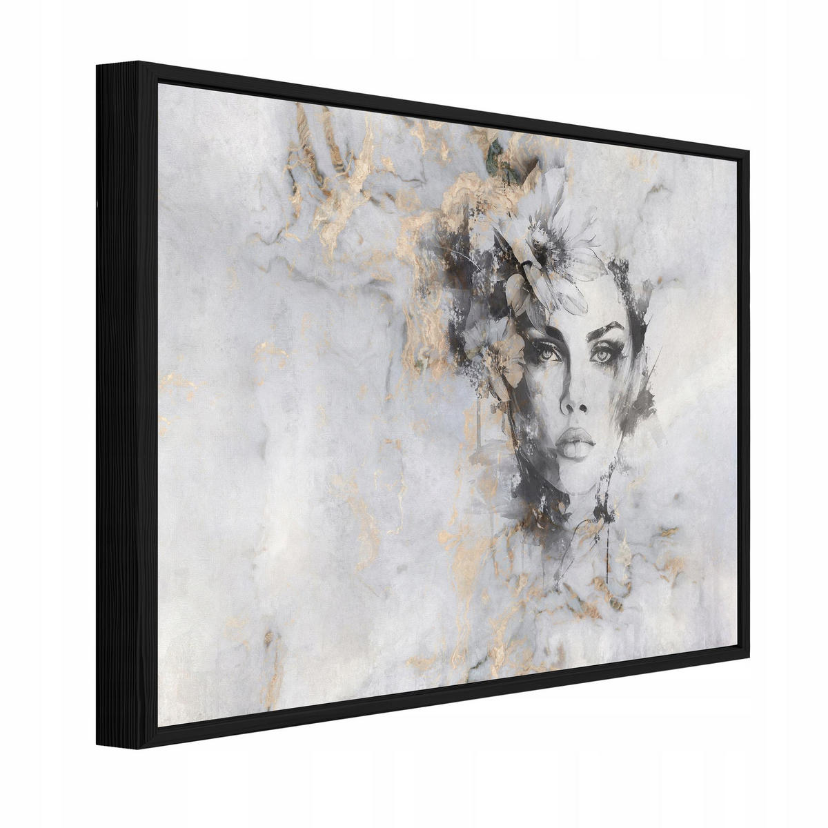 BILDER mit Rahmen Frau Beton Beige 100x70 cm - Multicolor, Holzwerkstoff (100/70cm) - Wallarena