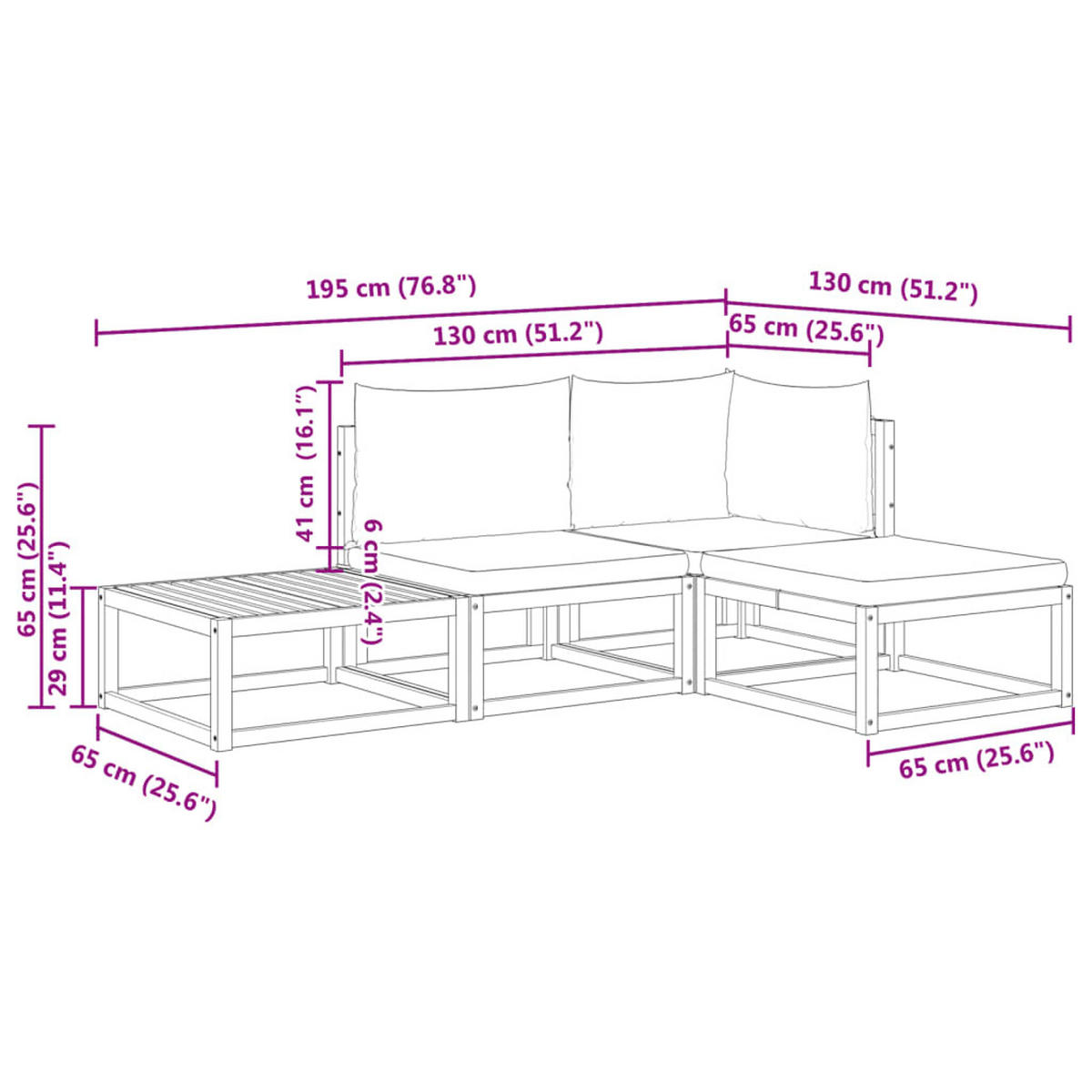 GARTENSOFA-SET 4-TLG. Mit Kissen Holz Akazie & Rattan - Braun, Holz - vidaXL