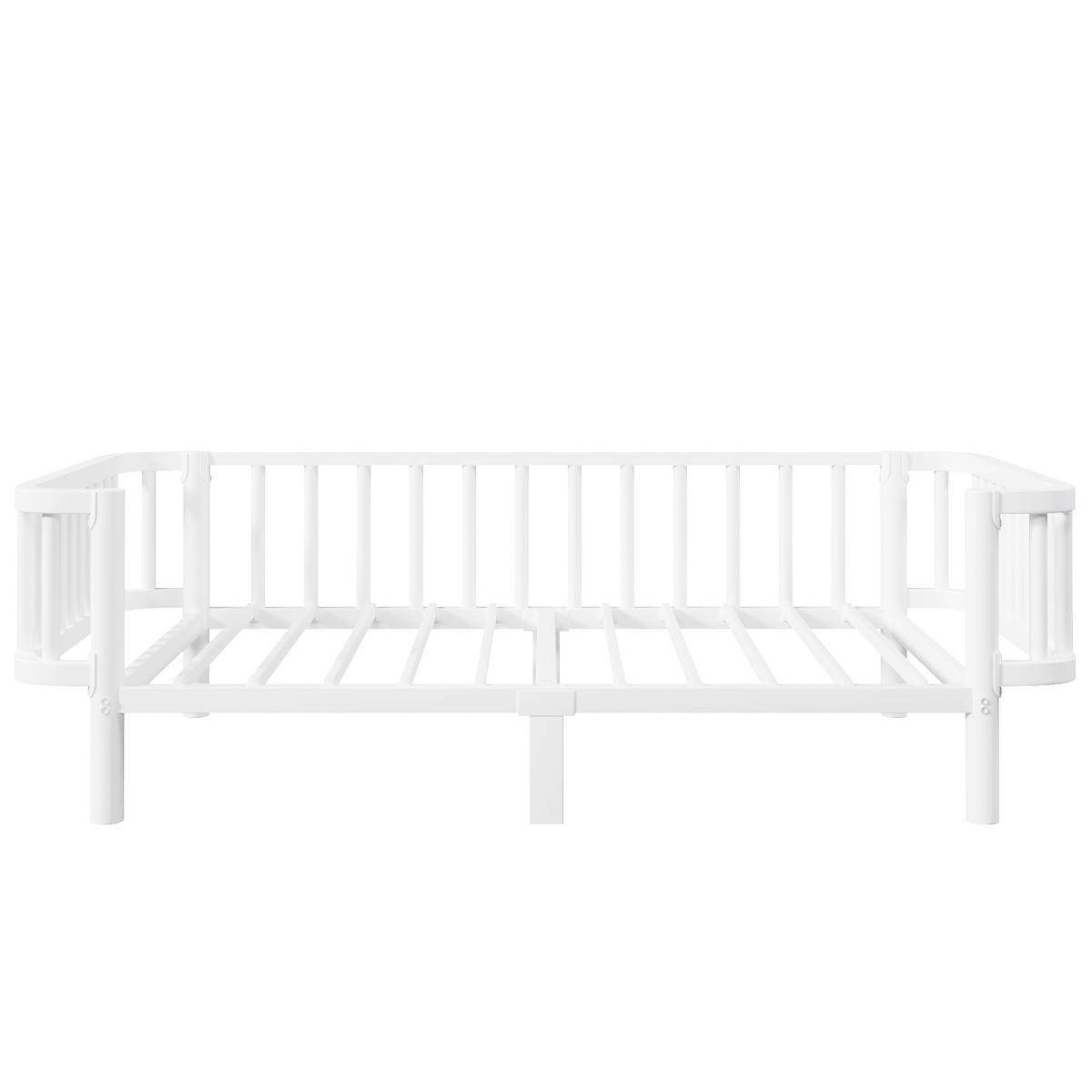TAGESBETT 90 x 200 cm, stabiles Lattenrost aus Stahl, Weiß - Weiß, Metall (90/200cm) - KOMHTOM