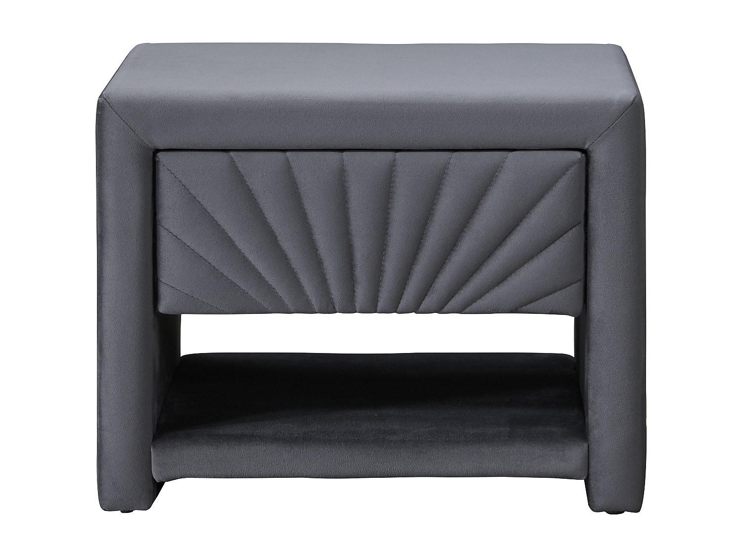 NACHTTISCH - 50 cm x 35 cm - samt - anthrazitgrau Ulami - Anthrazit, Textil (50/41/35cm) - Vente-Unique