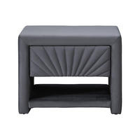 NACHTTISCH - 50 cm x 35 cm - samt - anthrazitgrau Ulami - Anthrazit, Textil (50/41/35cm) - Vente-Unique