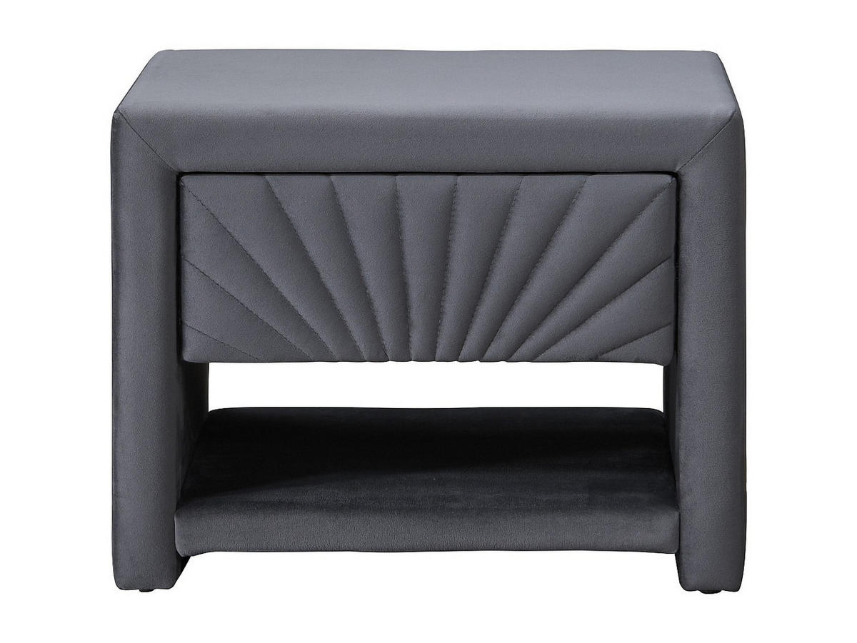 NACHTTISCH mit 1 Schublade & 1 Ablage - Samt - Anthrazitgrau - ULAMI - Anthrazit, Textil (50/41/35cm) - Vente-Unique