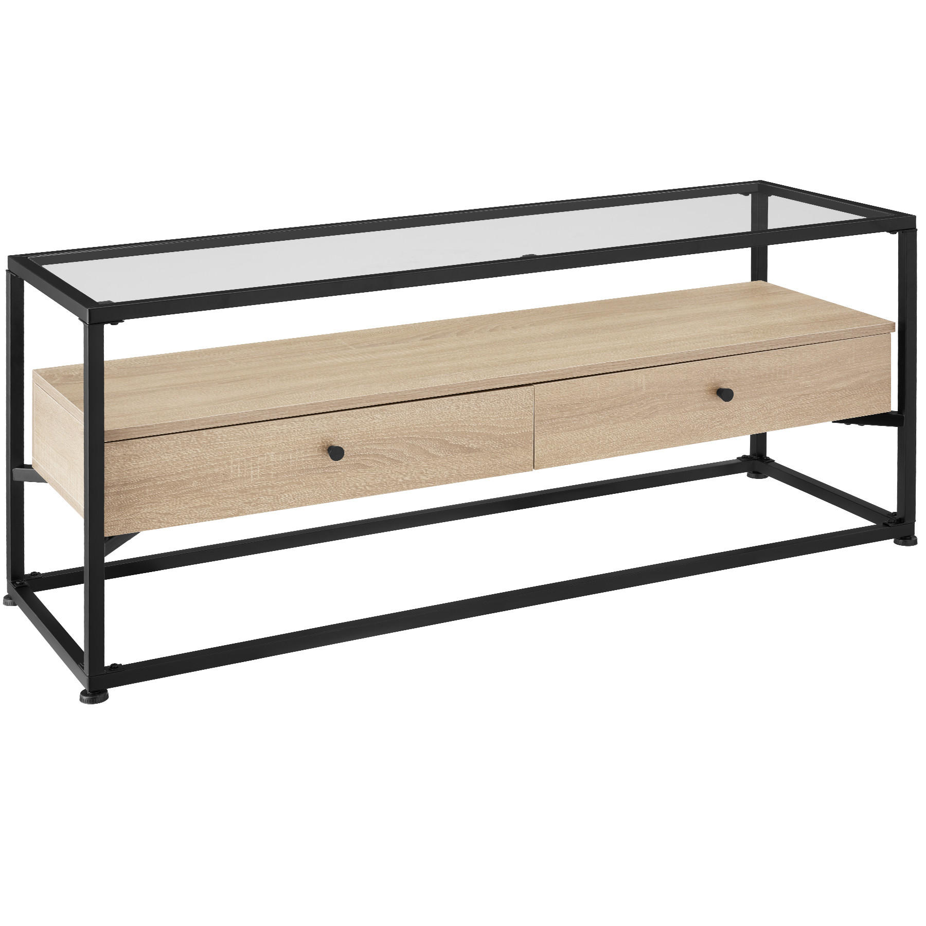LOWBOARD Maidenhead,121,5 x 41,5 x 50,5 cm,Industrial Holz hell, Eiche Sonoma - Naturfarben, Holzwerkstoff (41.5/50.5/121.5cm) - tectake