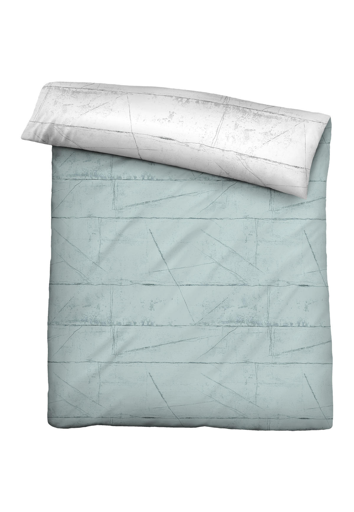 BETTWÄSCHE-GARNITUR Satin Wand ciel, 135x200 cm + 80x80 cm - Hellblau, Textil (135/200cm) - biberna