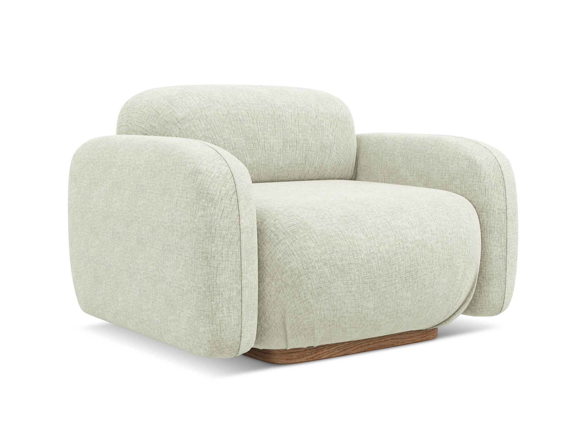 SESSEL Chenille Stoff Weiß - Weiß/Braun, Holz/Textil (110/73/95cm) - Makamii