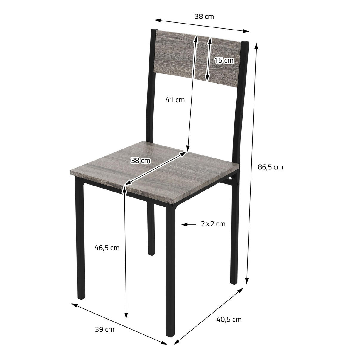 ESSTISCH Set 4-teilig - Grau, Holzwerkstoff (70/86.5/110cm) - ML-DESIGN