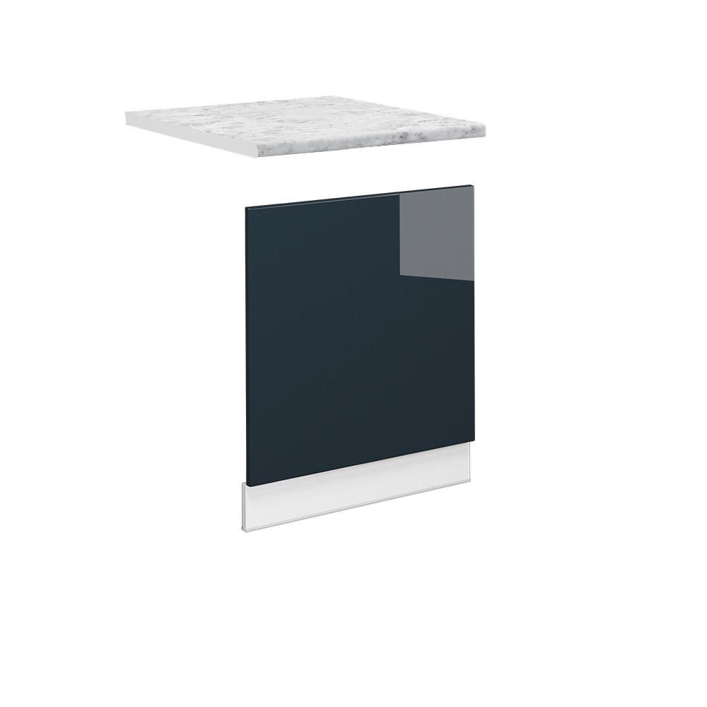 FRONTBLENDE Fame-Line Dunkelblau Hochglanz 60 cm, AP Marmor - Weiß/Dunkelblau, Holzwerkstoff (60/67.4/1.6cm) - Vicco