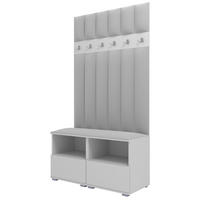 GEPOLSTERT Garderoben-Set Nela III LUX (Farbe Weiß + Stoff Trinity 32) - Silberfarben/Hellgrau, Holz/Holzwerkstoff (100/187/40cm) - Ravio