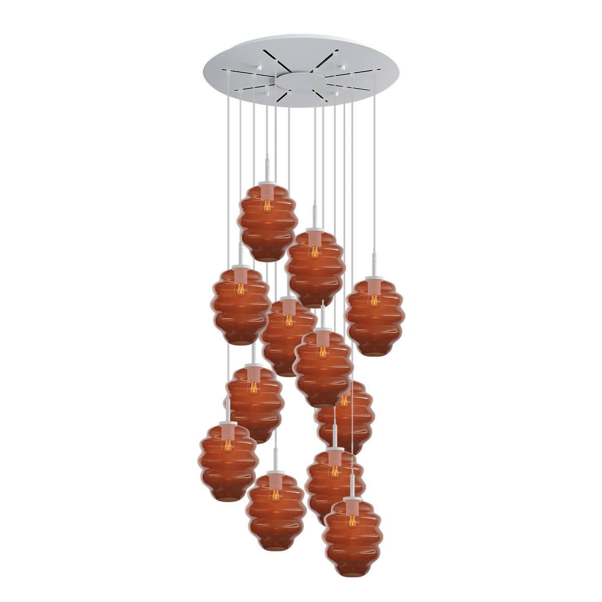 GALERIELEUCHTE Echos 12-flammig Braun Ø 25cm - Braun/Weiß, Glas (25/25/28cm) - s.luce