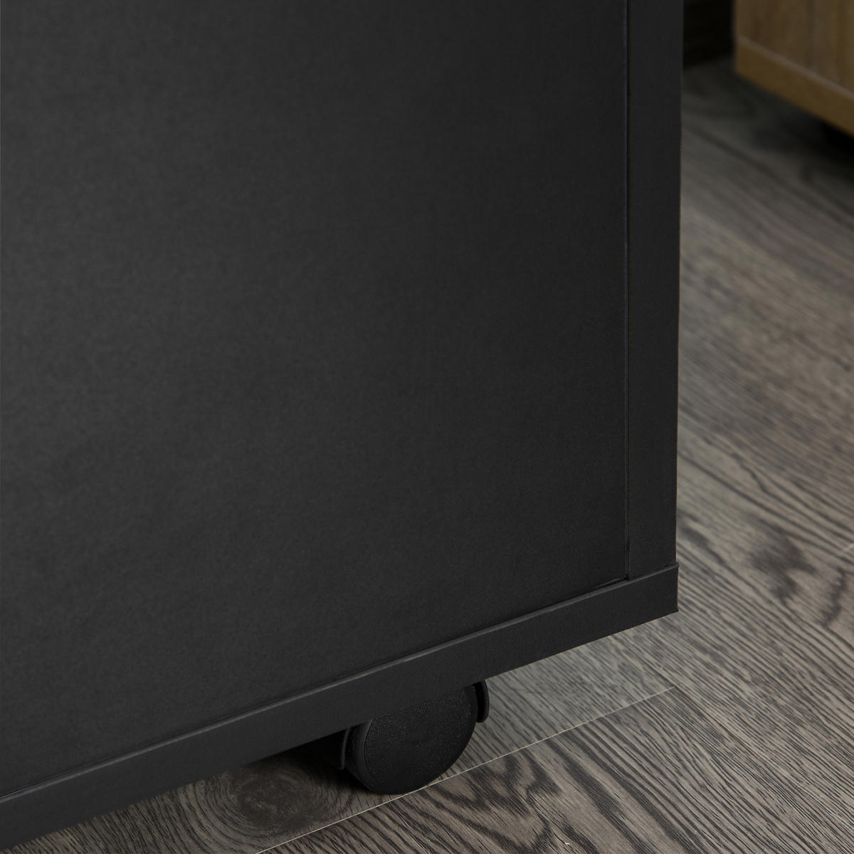 ROLLCONTAINER DE-14393 mit Schublade, Schrank und Nische Schwarz - Schwarz, Holzwerkstoff (35/60/40cm) - ComfortXL