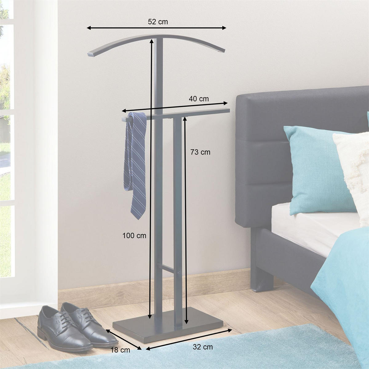 HERRENDIENER SCOTT - Schwarz, Metall (40/100/20cm) - IDIMEX