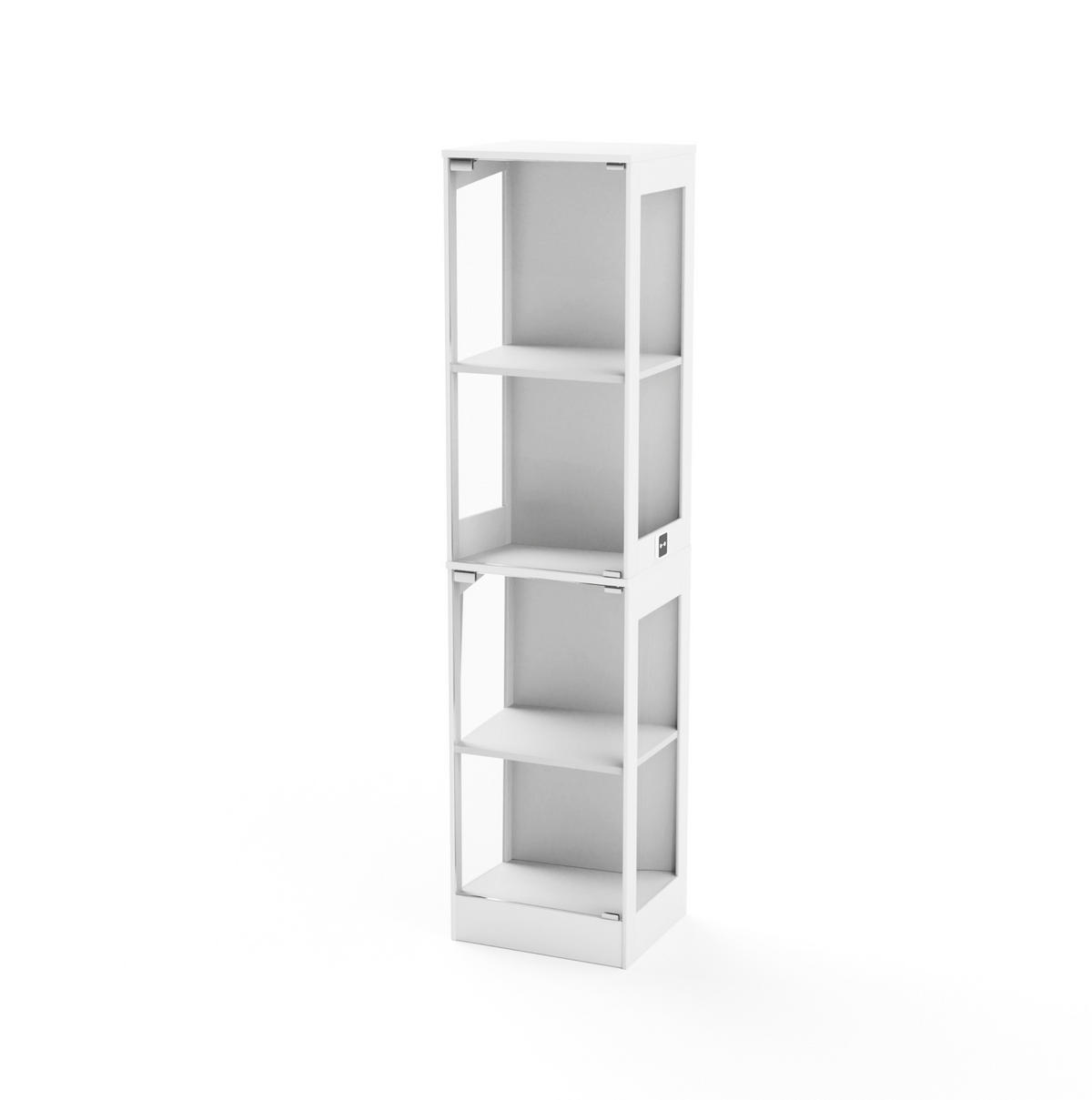 VITRÍNA z MDF a skla 40x165x35 cm bílá s LED osvětlením, senzorem pohybu a skleněnými dveřmi - bílá, kompozitní dřevo (40/165/35cm) - Modfu