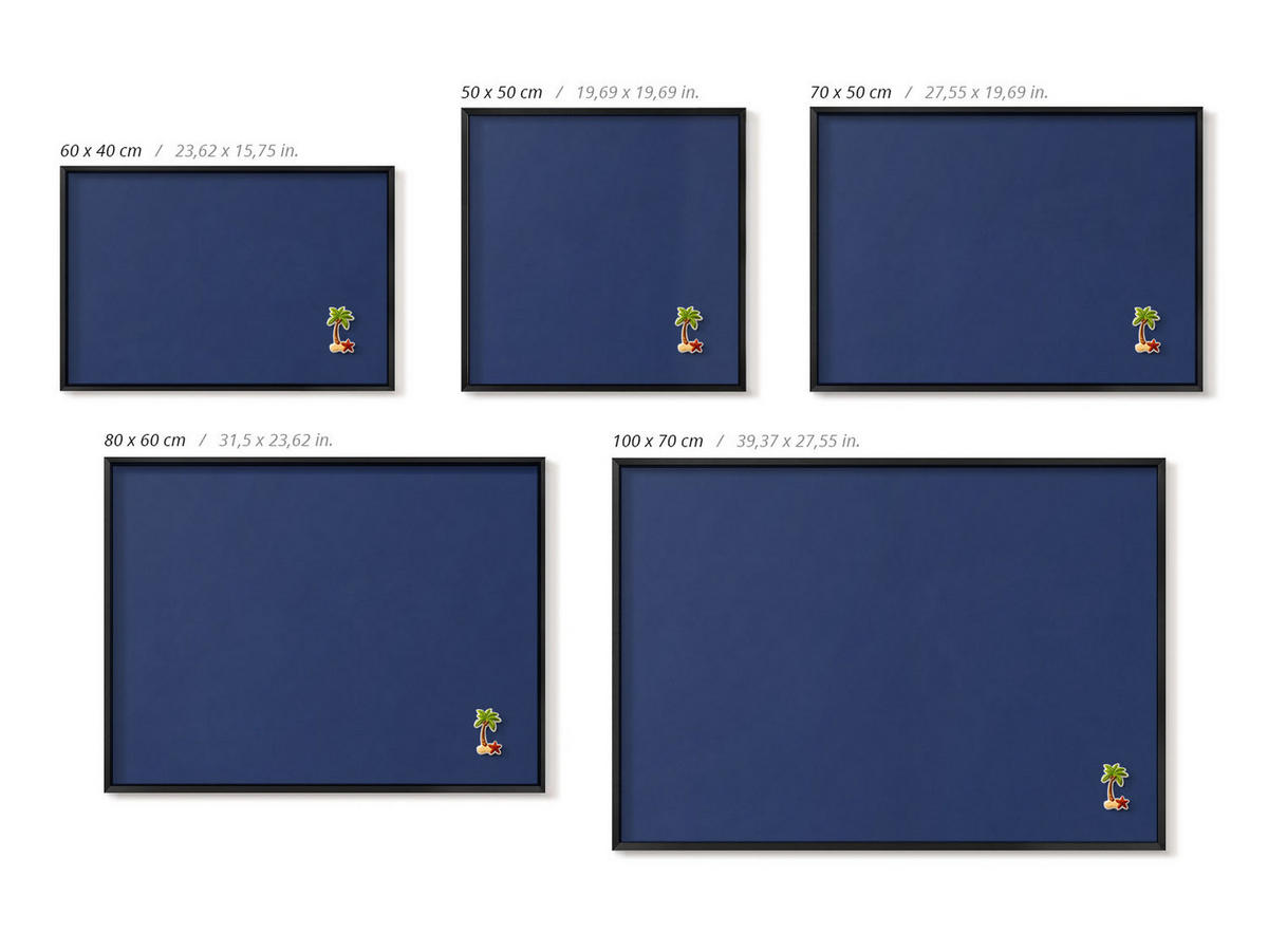 MAGNETTAFEL 70x50 cm Schwarzer Rahmen Dunkelblau - Weinrot, Metall (70/50/0.4cm) - TULUP