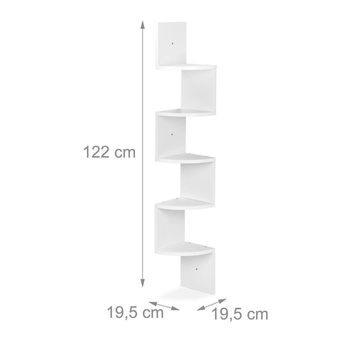 ECKREGAL - Weiß, Holzwerkstoff (19.5/122/19.5cm) - Relaxdays