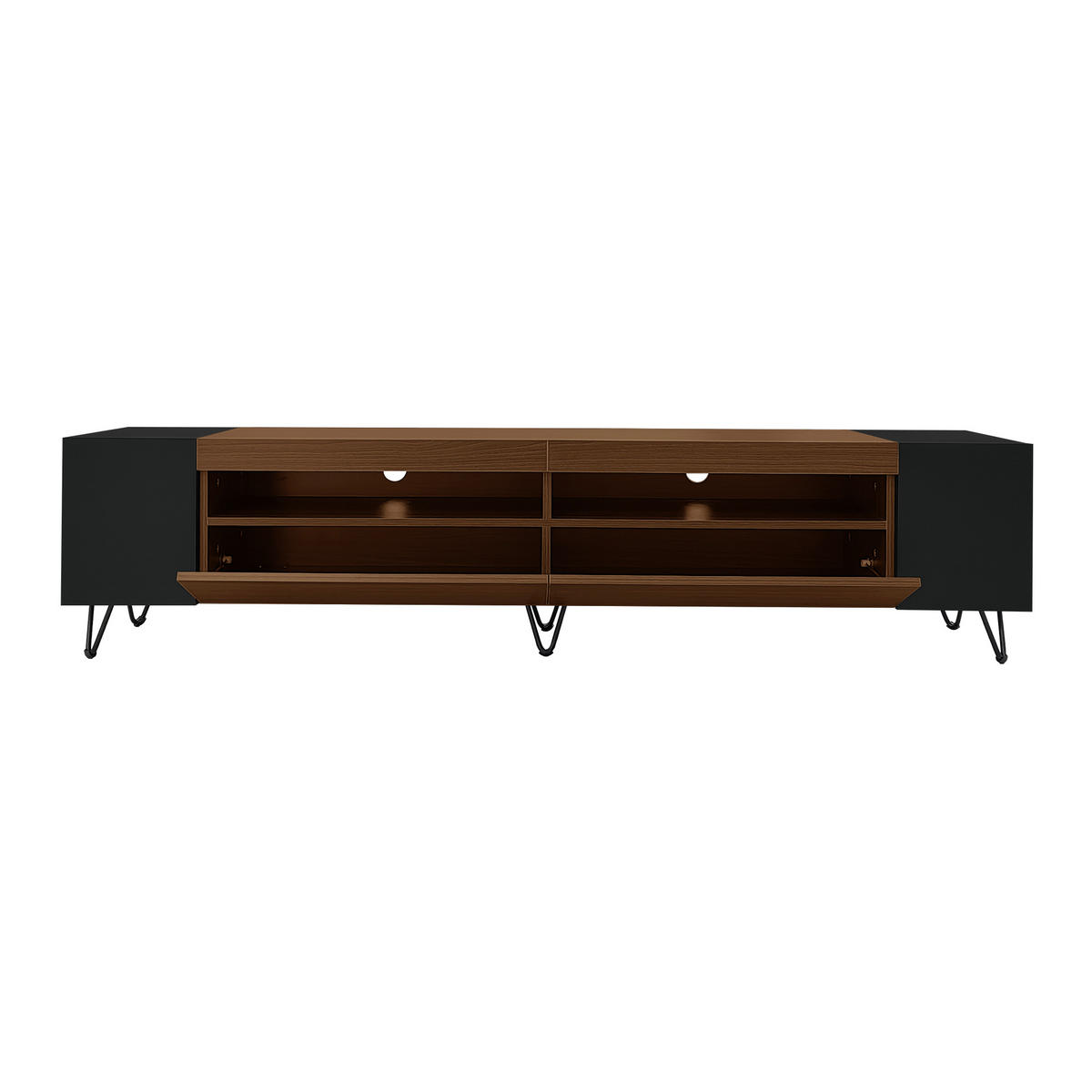 TV-ELEMENT Schwarz und Holzoptik 180/36/43 cm - Schwarz/Braun, Holz (36/43/180cm) - Urban Meuble