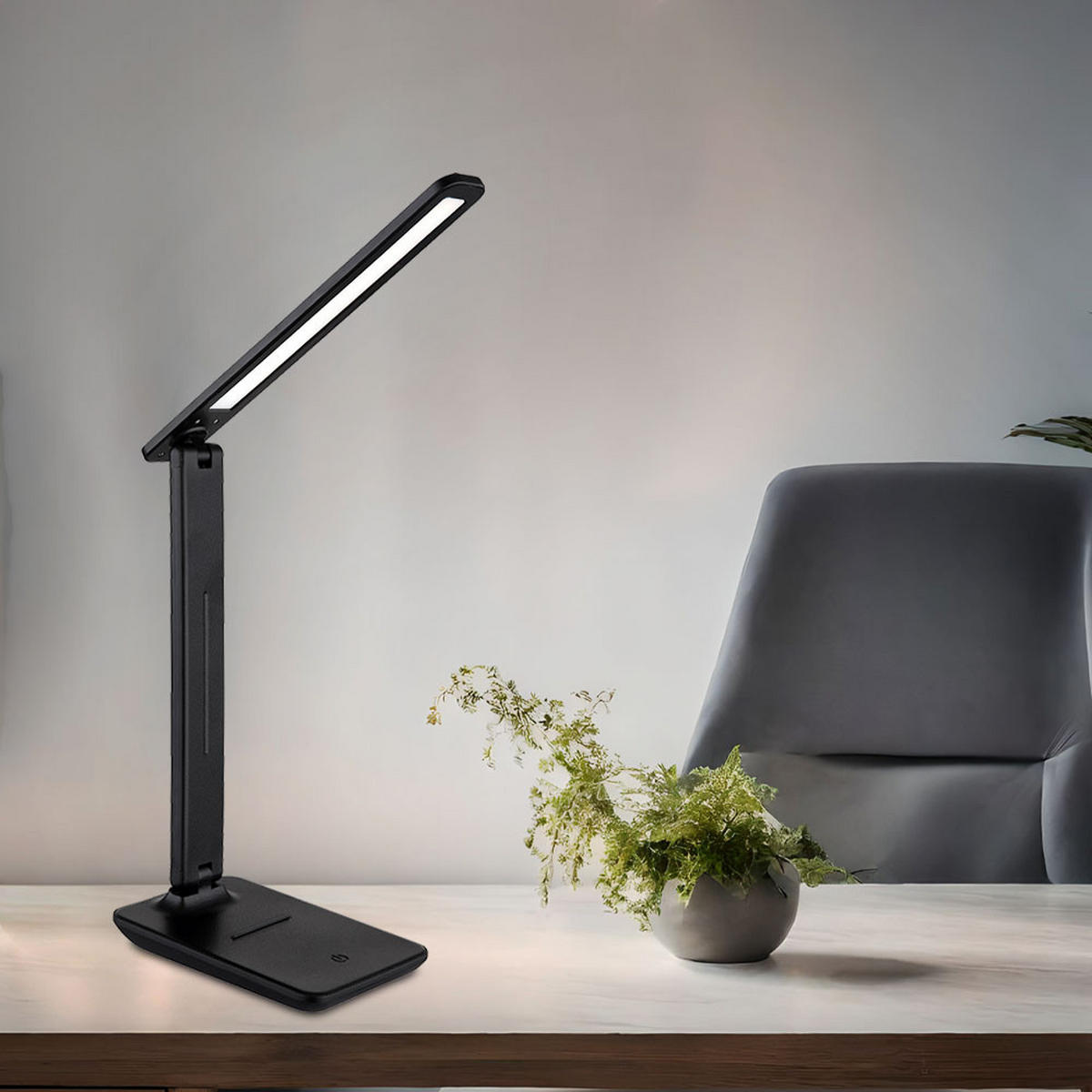 LED TISCHLEUCHTE Brighton Schwarz Kunstleder - Schwarz, Kunststoff (38/11.5/50cm) - Globo Lighting