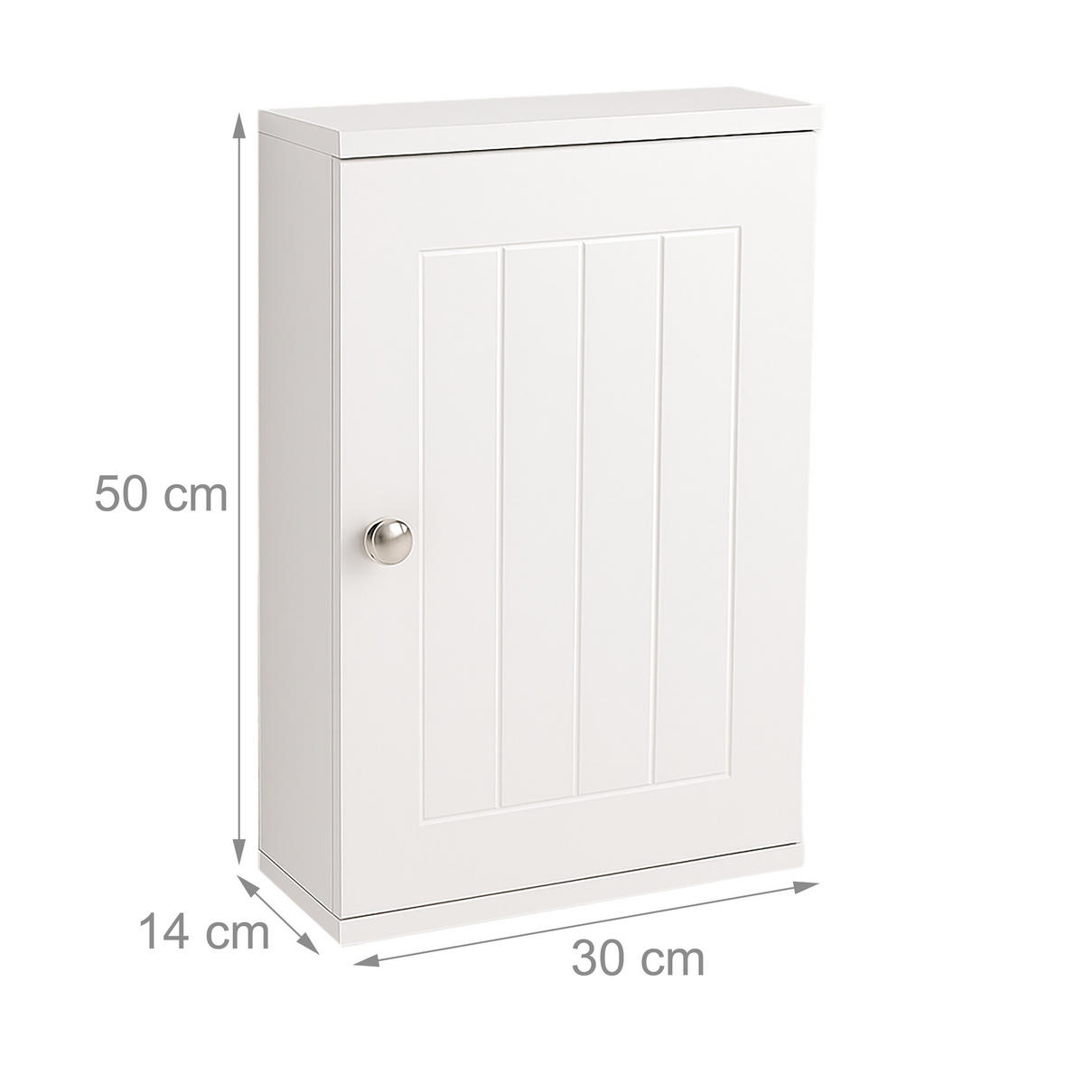 HÄNGESCHRANK - Silberfarben/Weiß, Holzwerkstoff/Metall (30/50/14cm) - Relaxdays